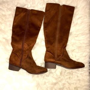 Brown suede boots